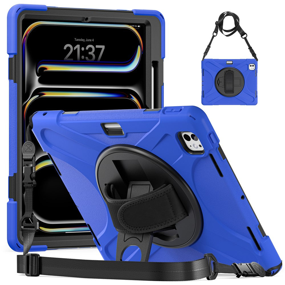 Kickstand Pen Slot TPU + PC + Silicone Case Tablet Cover with Shoulder Strap - For iPad Pro 13 (2025) / (2024)