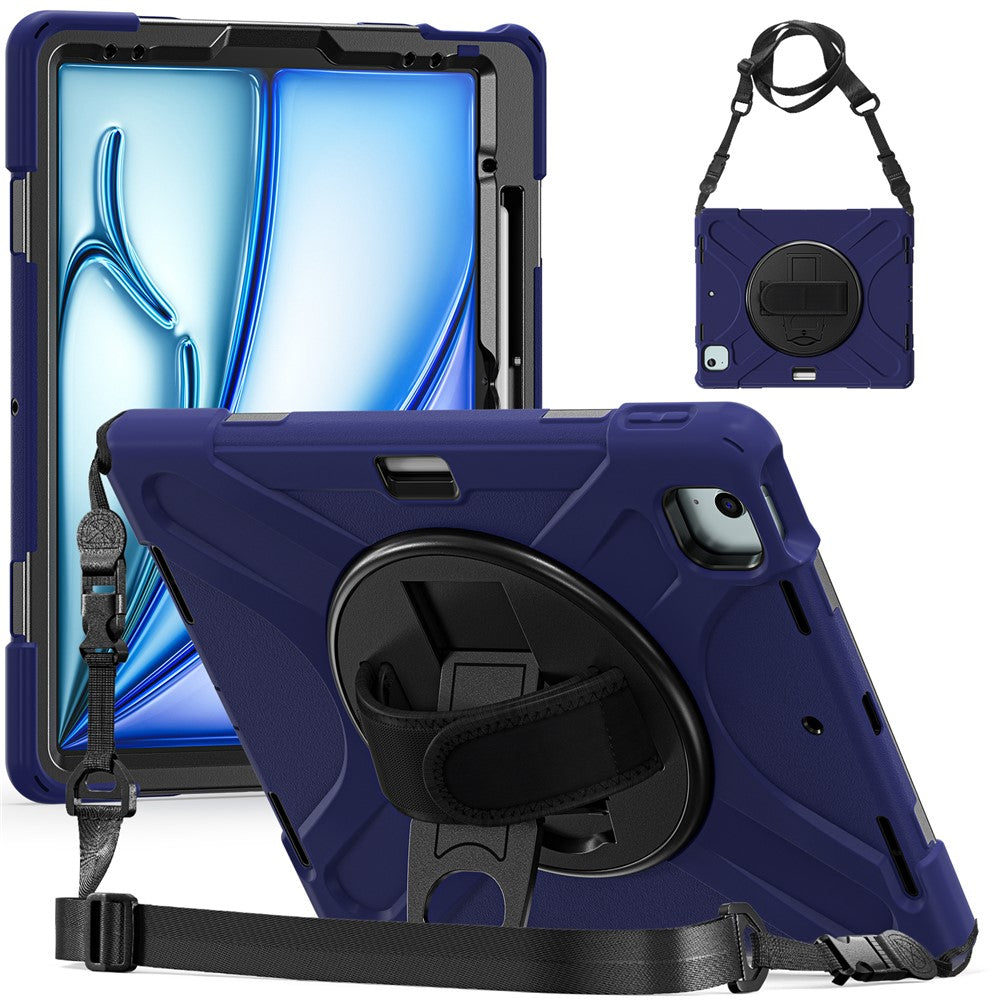 Kickstand Pen Slot TPU + PC + Silicone Case Tablet Cover with Shoulder Strap - For iPad Air 11 (2025) / (2024)