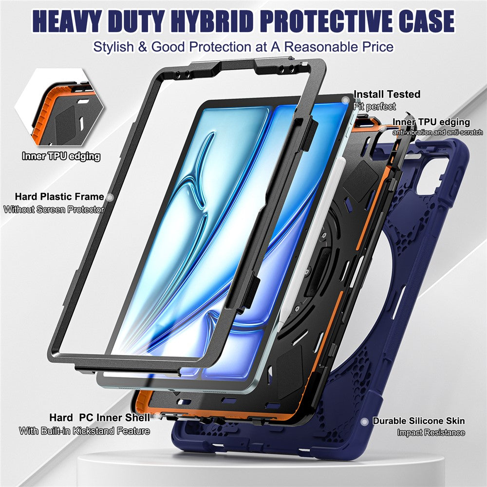 Kickstand Pen Slot TPU + PC + Silicone Case Tablet Cover with Shoulder Strap - For iPad Air 11 (2025) / (2024)