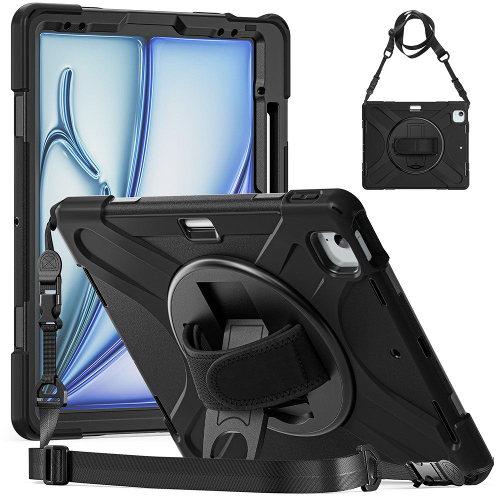 Kickstand Pen Slot TPU + PC + Silicone Case Tablet Cover with Shoulder Strap - For iPad Air 11 (2025) / (2024)