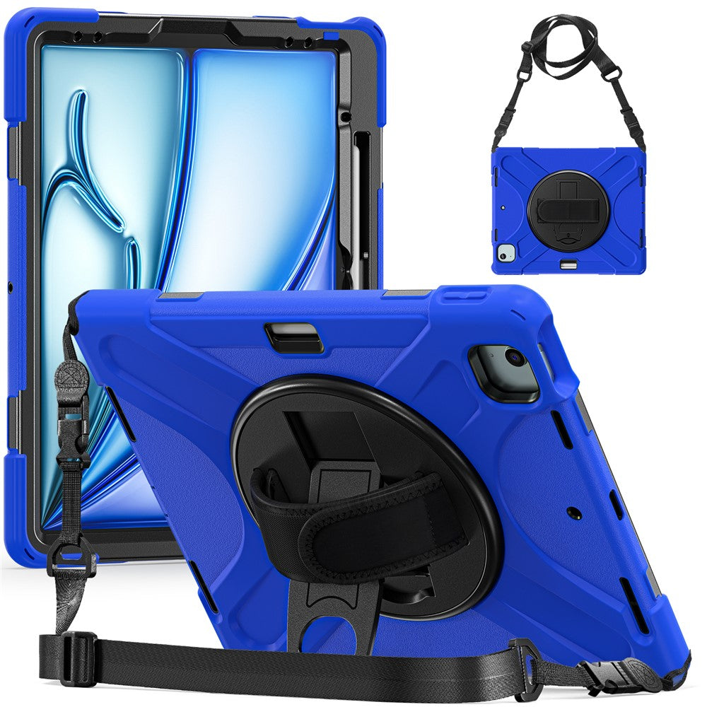 Kickstand Pen Slot TPU + PC + Silicone Case Tablet Cover with Shoulder Strap - For iPad Air 11 (2025) / (2024)