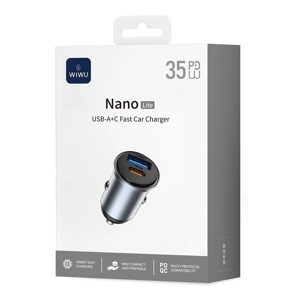 Wiwu Wi-CC030 Nano Lite 35W USB-C + USB Car Charger Fast Charging