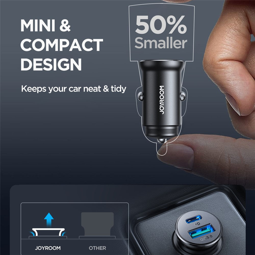 Joyroom CCN05 Mini 30W USB + Type-C Fast Charging Car Adapter