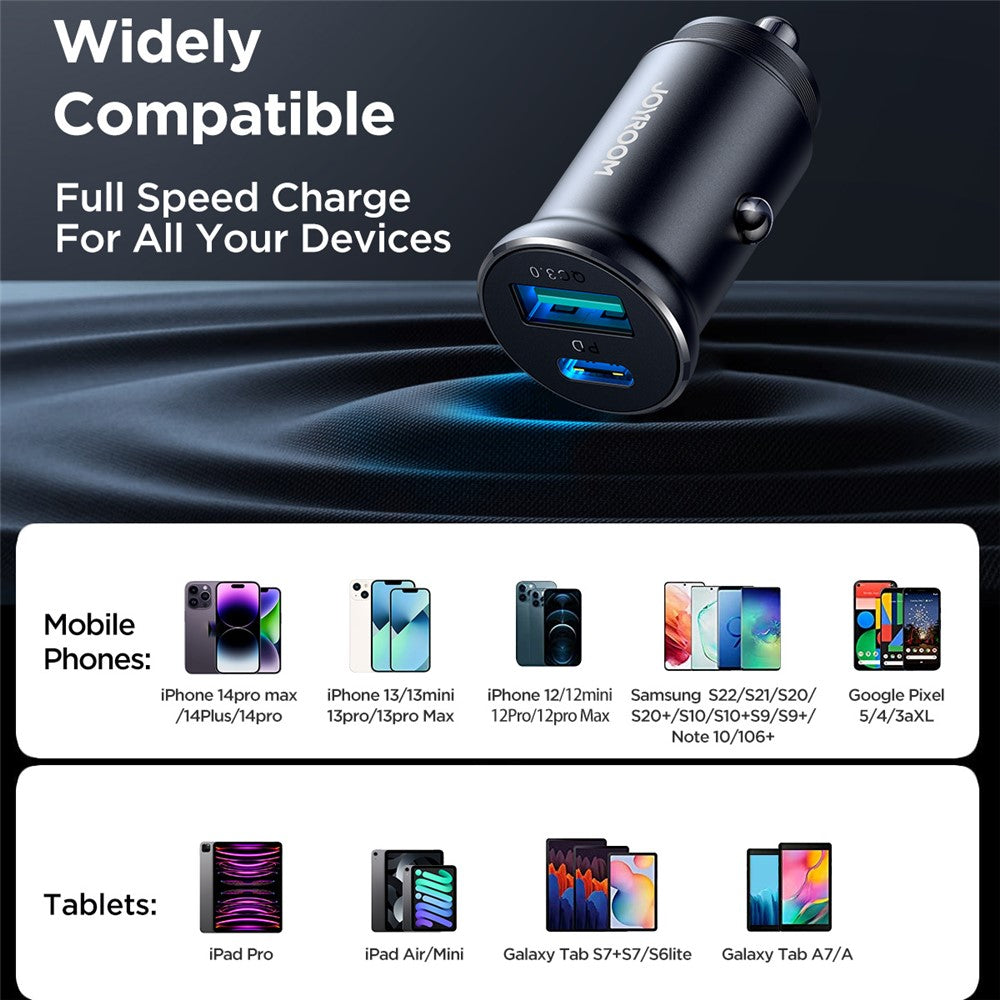 Joyroom CCN05 Mini 30W USB + Type-C Fast Charging Car Adapter