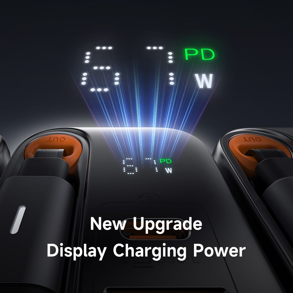 Mcdodo CH-409 FreeGo 67W GaN Charger USB-C USB-A Power Adapter with Built-in Retractable Cable