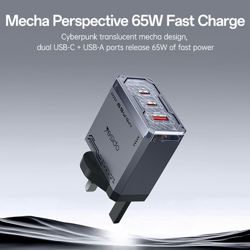 Yesido YC147 65W GaN Charger Fast Charging Power Adapter with Multiple Ports Mechanical Design