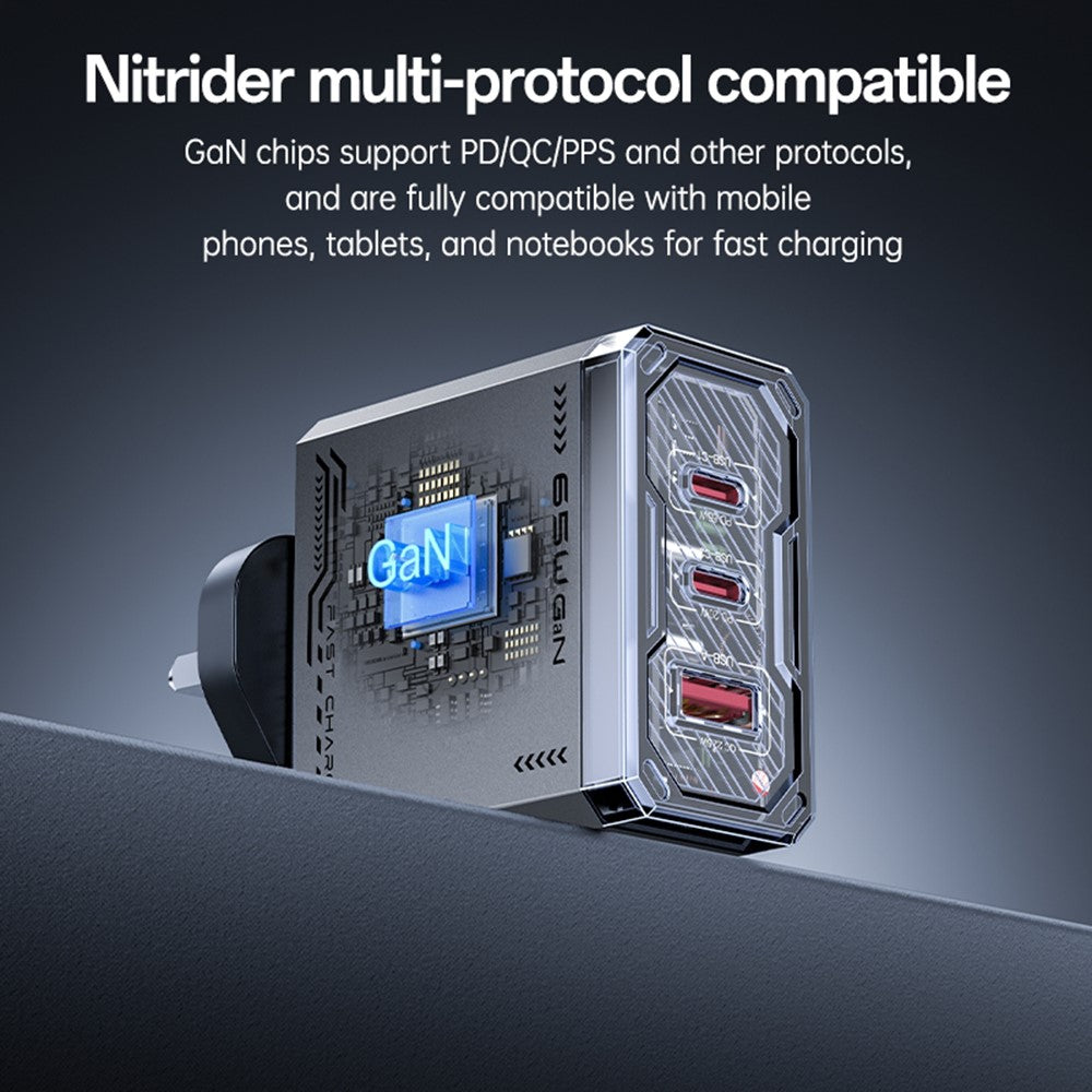 Yesido YC147 65W GaN Charger Fast Charging Power Adapter with Multiple Ports Mechanical Design