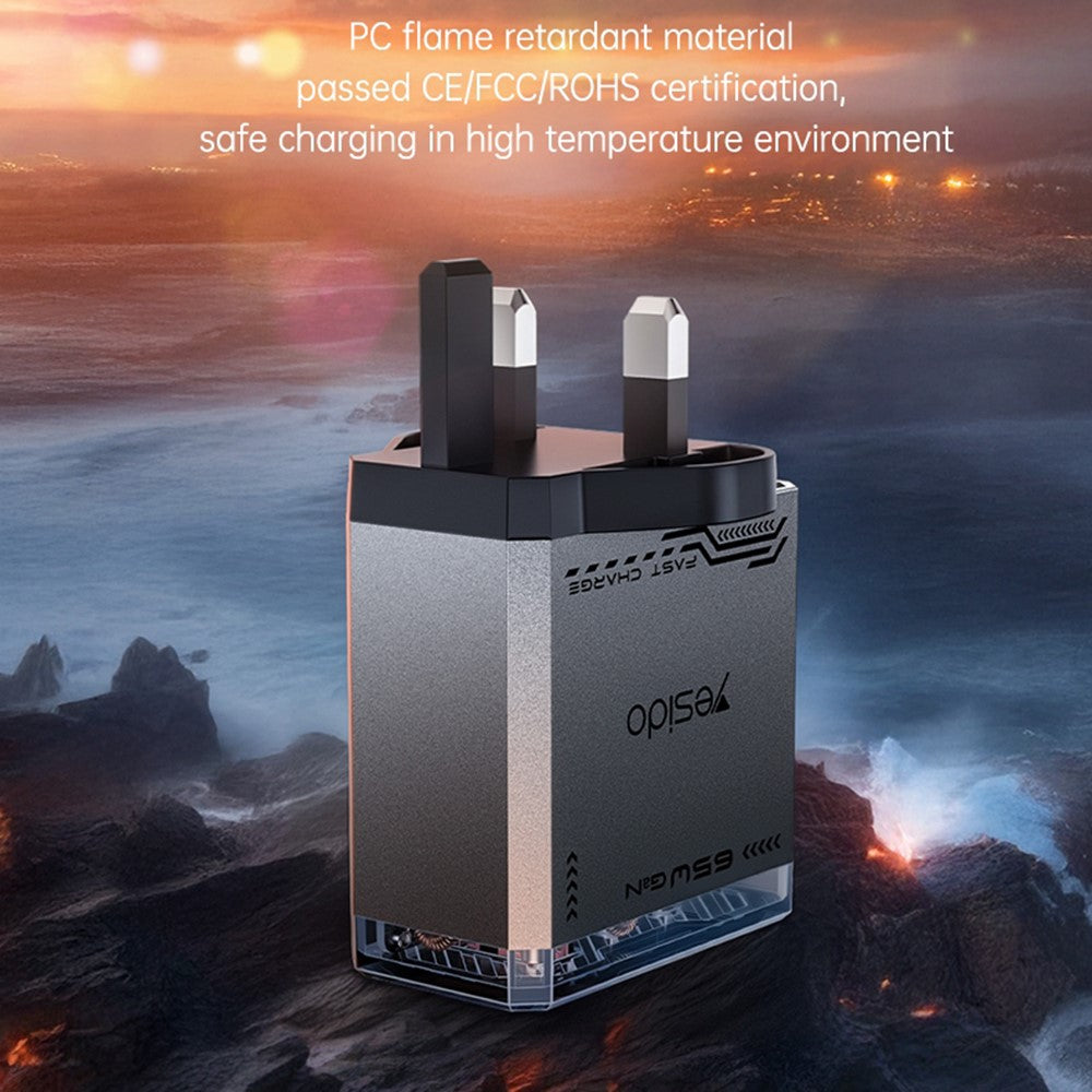 Yesido YC147 65W GaN Charger Fast Charging Power Adapter with Multiple Ports Mechanical Design