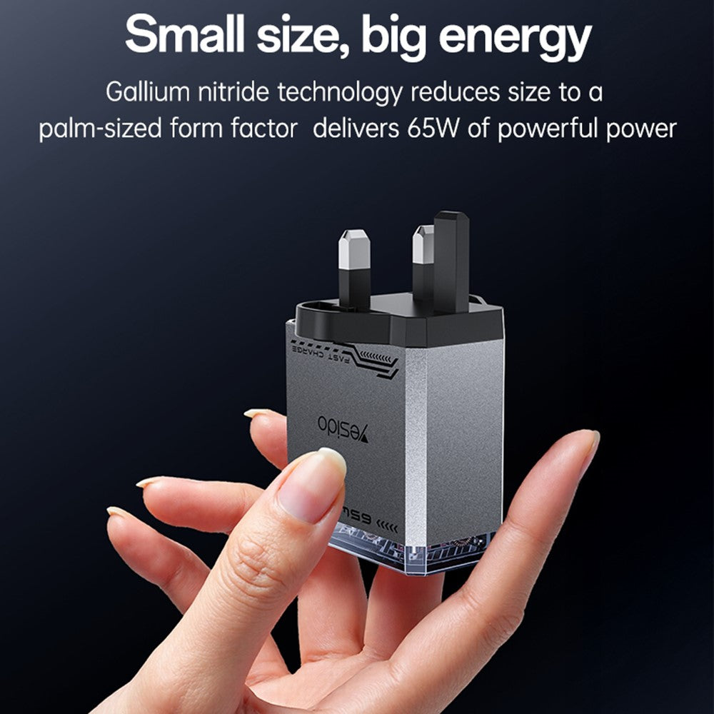 Yesido YC147 65W GaN Charger Fast Charging Power Adapter with Multiple Ports Mechanical Design