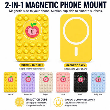Apple Pattern Magnetic Suction Cup Phone Mount Compatible with MagSafe Case