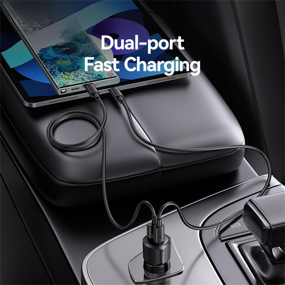 Usams CC283 Car Charger 60W Dual Port USB-A + Type-C Fast Charging
