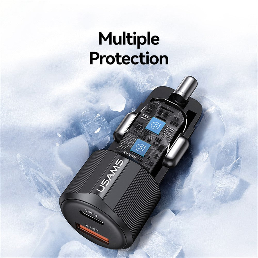 Usams CC283 Car Charger 60W Dual Port USB-A + Type-C Fast Charging
