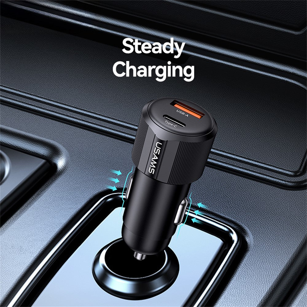 Usams CC283 Car Charger 60W Dual Port USB-A + Type-C Fast Charging