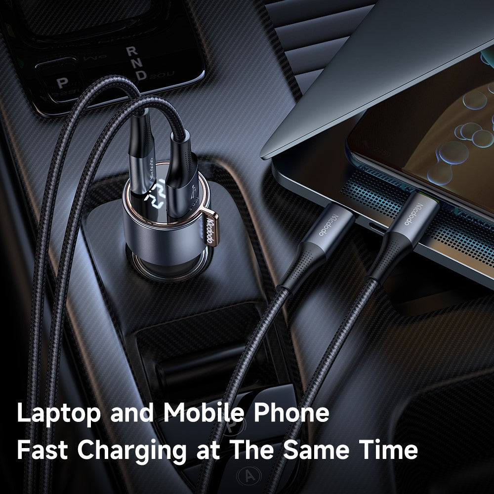 Mcdodo CC-3690 USB-A + USB-C Dual Ports PD 75W Fast Car Charger with Digital Display