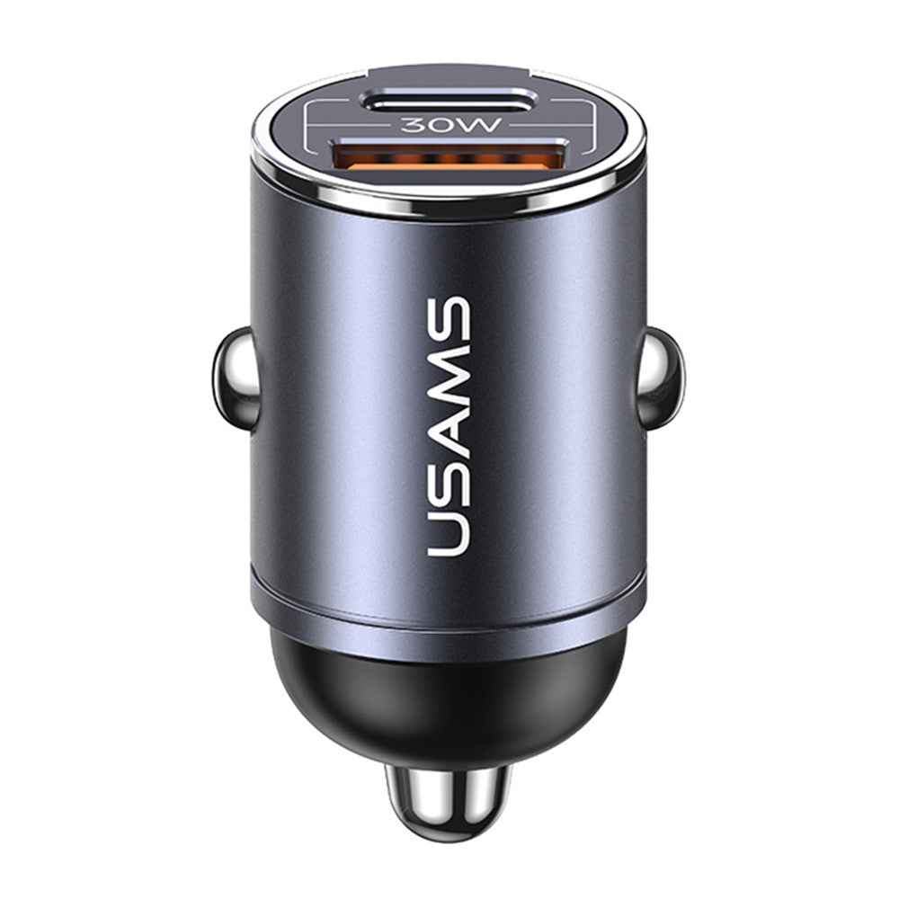 Usams US-CC206 C38 PD 30W USB A + USB-C Fast Charging Car Adapter with Pull Ring