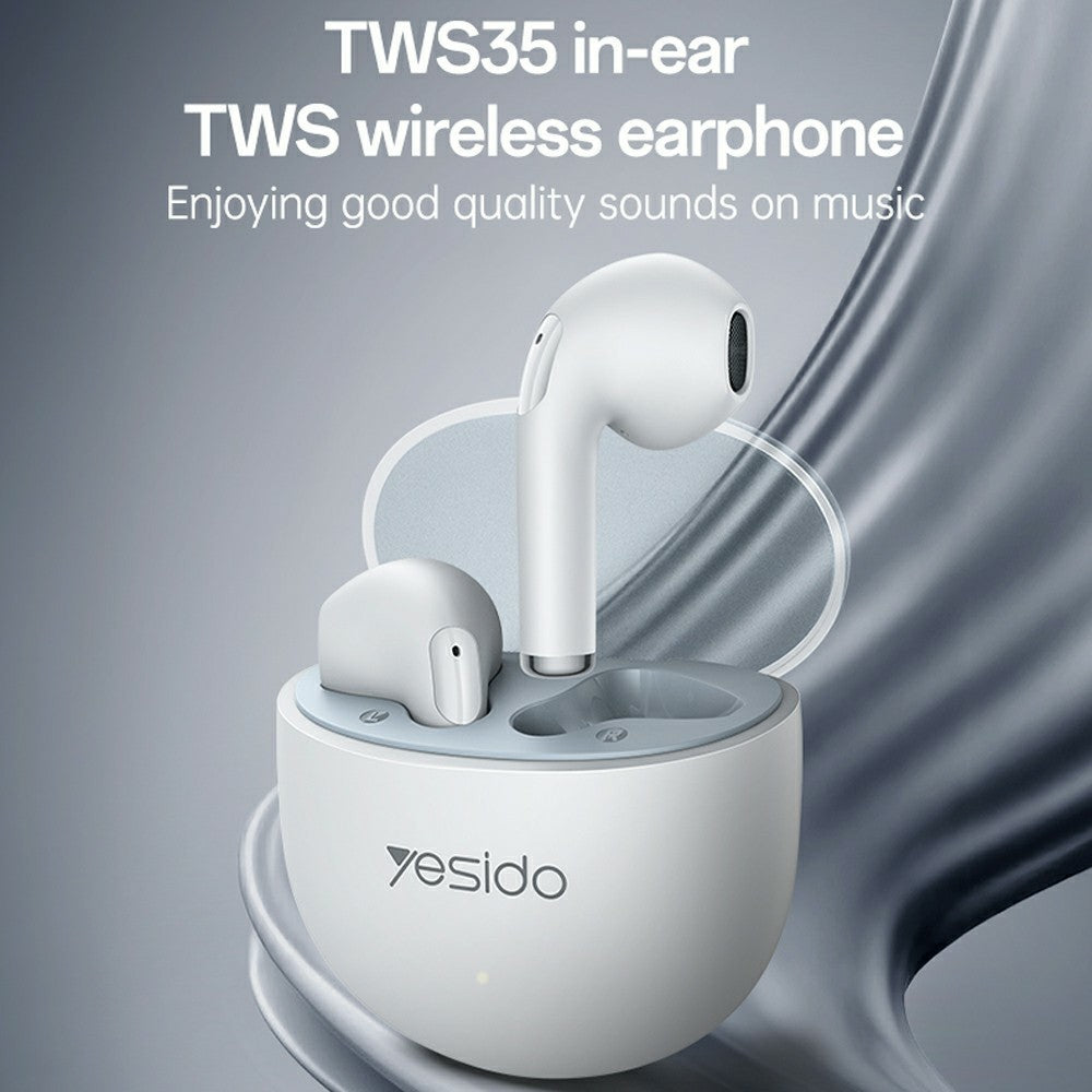 Yesido TWS35 Semi In Ear Bluetooth-compatible White Earbuds