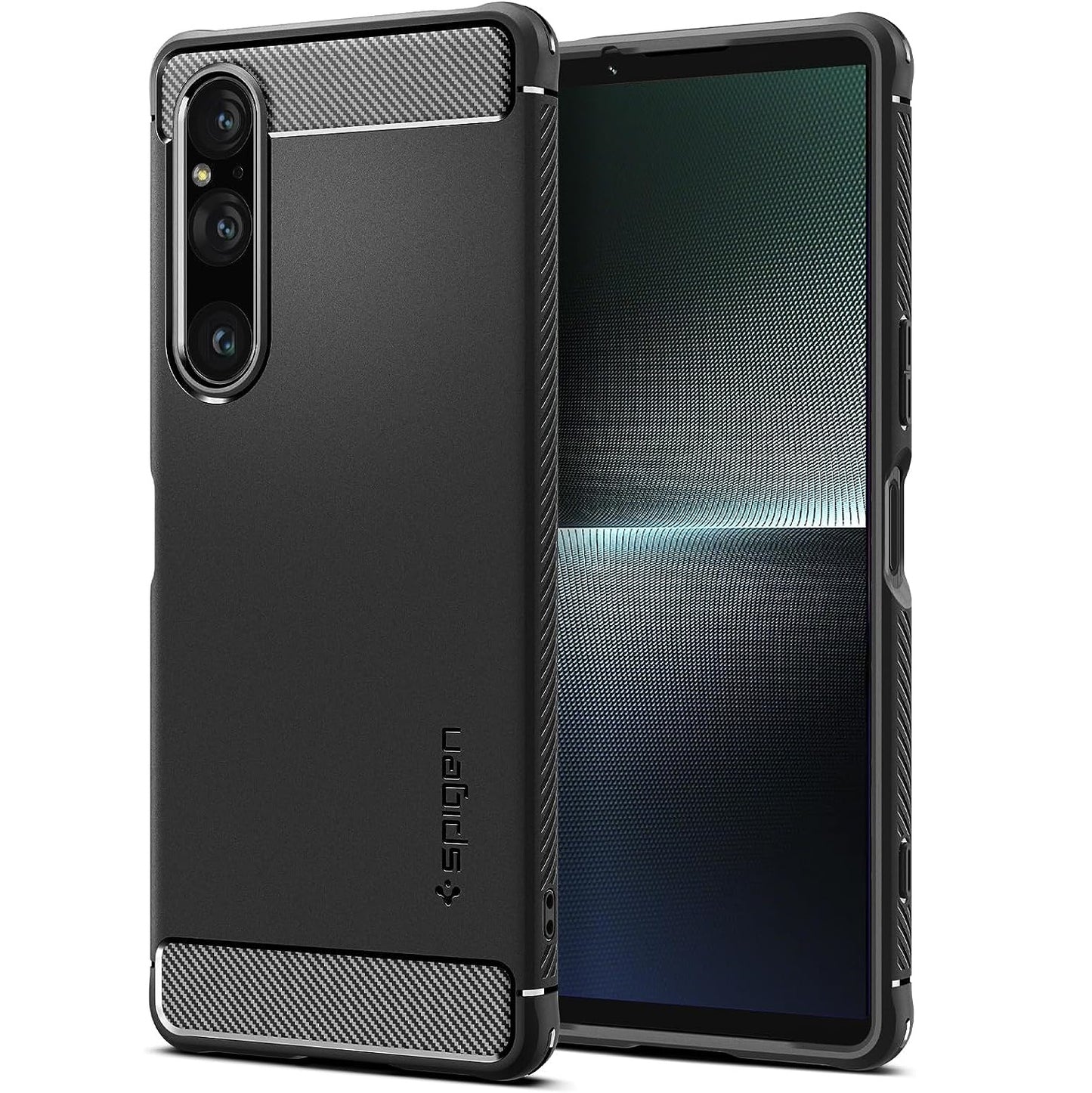 Spigen Rugged Armor Matte Black Case - For Sony Xperia 1 V - mosaccessories