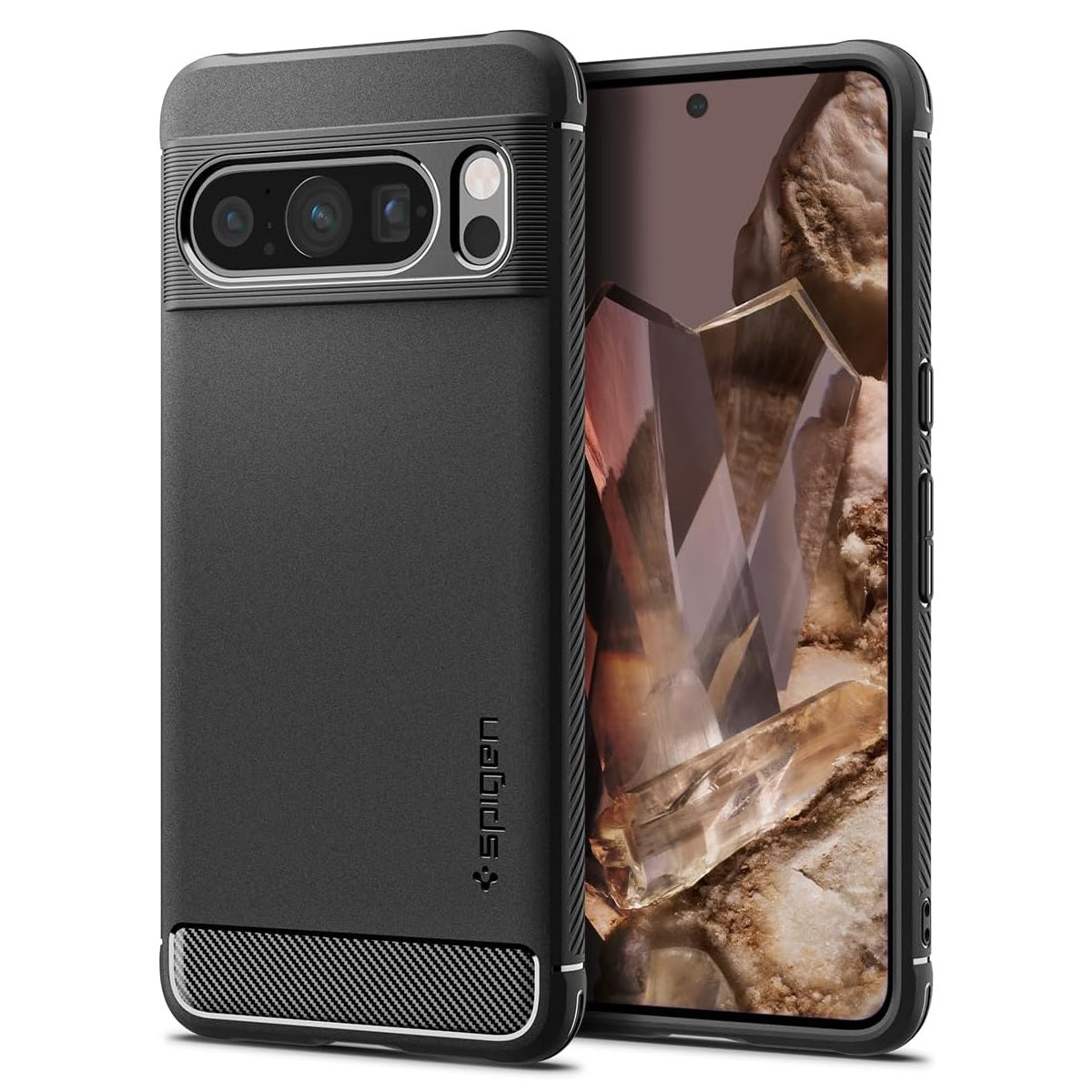 Spigen Rugged Armor Matte Black Case Main Image - For Google Pixel 8 Pro