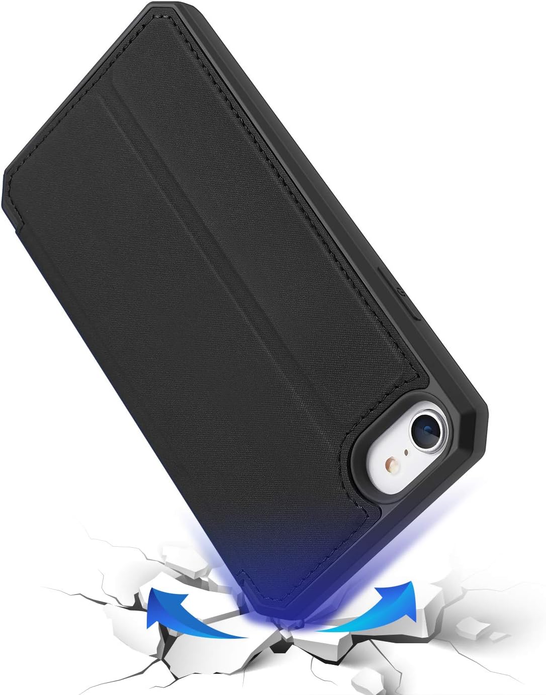 Dux Ducis Skin X Leather Flip Black Case - For iPhone SE (20/22) / 8 / 7 - mosaccessories