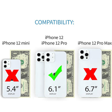 Dockem Wallet Case Built-in Metal Plate for Magnetic Mounting & 2 Credit Card Holders - For iPhone 12 / iPhone 12 Pro