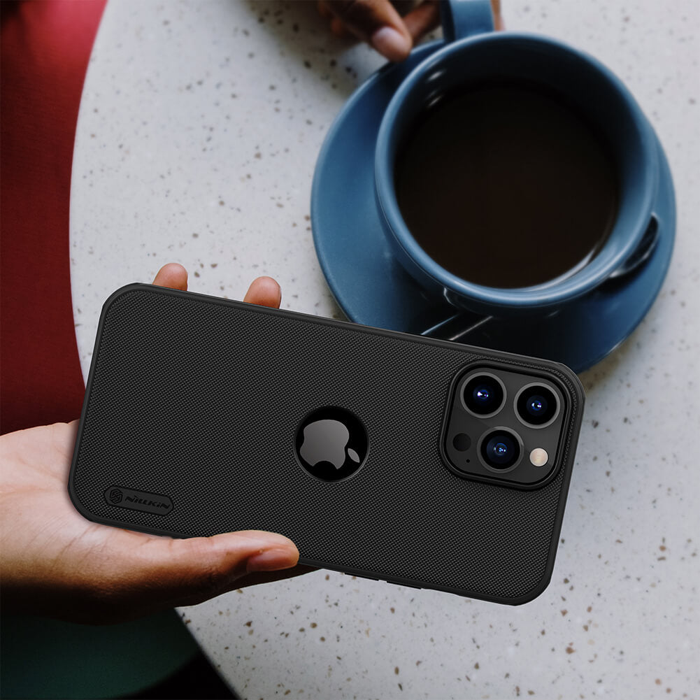 Nillkin Super Frosted Shield Pro Black Case (Logo Cutout) - For iPhone 13 Pro Max - mosaccessories