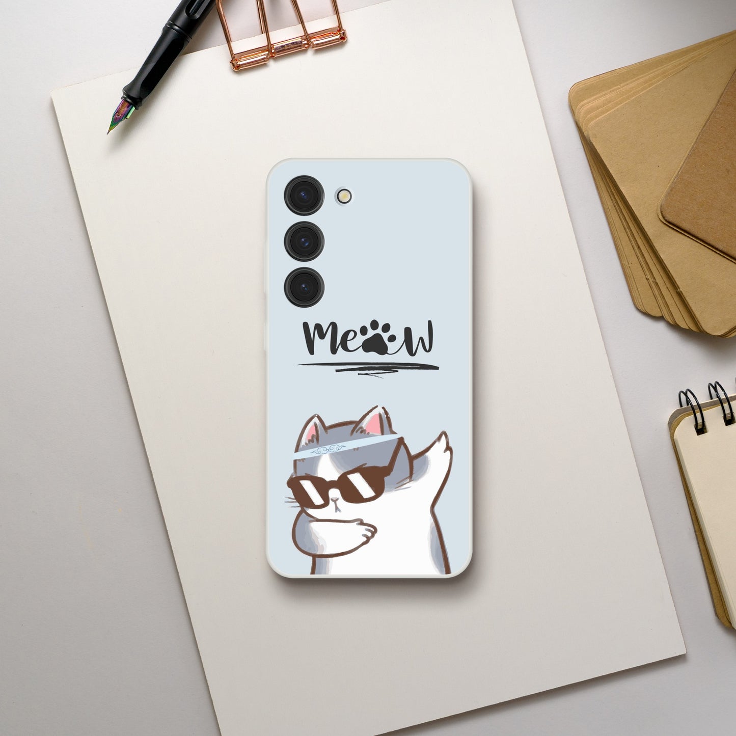 Meow Cat Dab Flexi Case Cover - For Samsung S23 / S22 / S21 Series