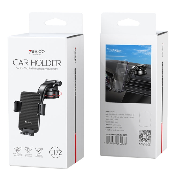 Yesido C172 Suction Cup Type Bending Arm Black Car Phone Holder Packaging - MosAccessories.co.uk
