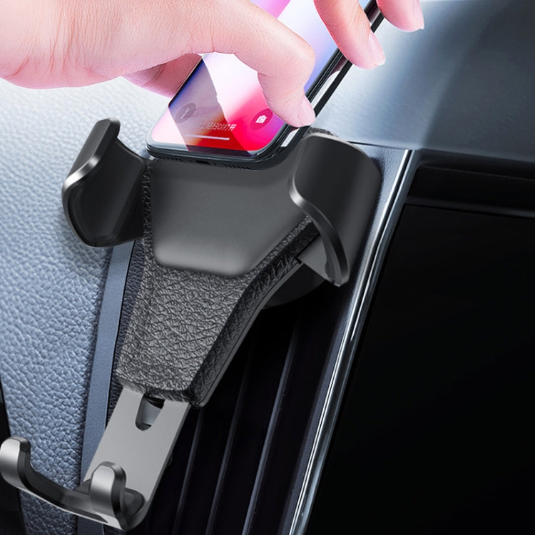 Litchi Texture Gravity Car Mount Black Phone Holder - MosAccessories.co.uk