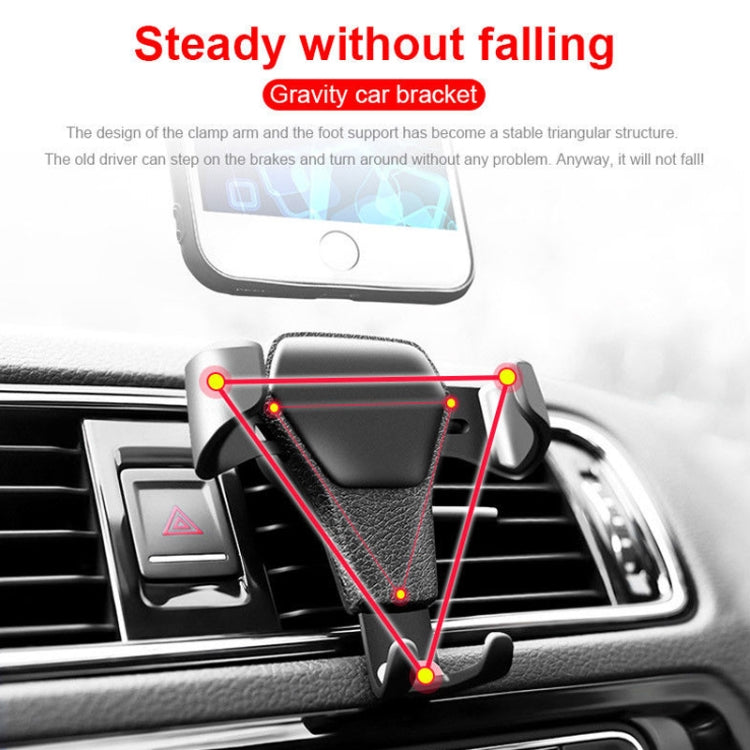 Litchi Texture Gravity Car Mount Black Phone Holder - MosAccessories.co.uk