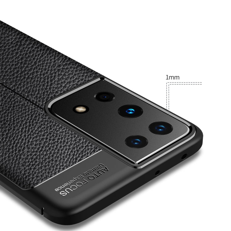 Litchi Texture Soft TPU Black Case - For Samsung Galaxy S21 Ultra - mosaccessories