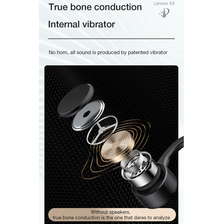 Lenovo X4 Bluetooth 5.0 Bone Conduction Black Wireless Bluetooth Earphone - MosAccessories.co.uk