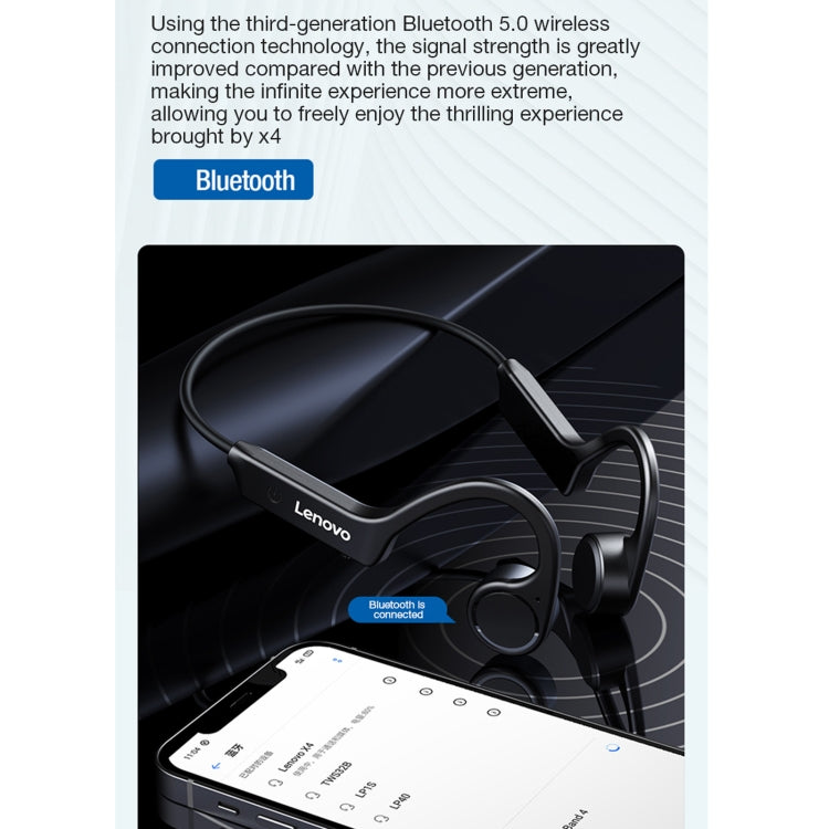 Lenovo X4 Bluetooth 5.0 Bone Conduction Black Wireless Bluetooth Earphone - MosAccessories.co.uk