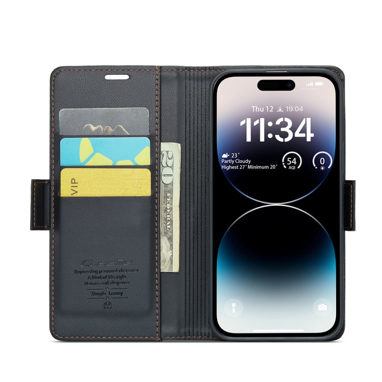 CaseMe Butterfly Buckle Litchi Texture RFID Anti-theft Wallet Case - For iPhone 14 Pro Max - mosaccessories