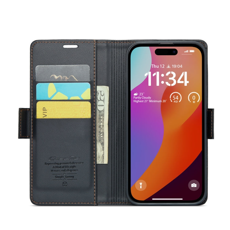 CaseMe Butterfly Buckle Litchi Texture RFID Anti-theft Wallet Case - For iPhone 15 Pro Max - mosaccessories