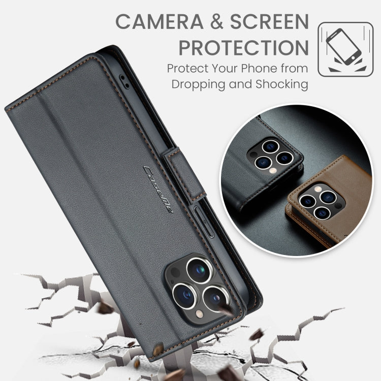 CaseMe Butterfly Buckle Litchi Texture RFID Anti-theft Wallet Case - For iPhone 15 Pro Max - mosaccessories