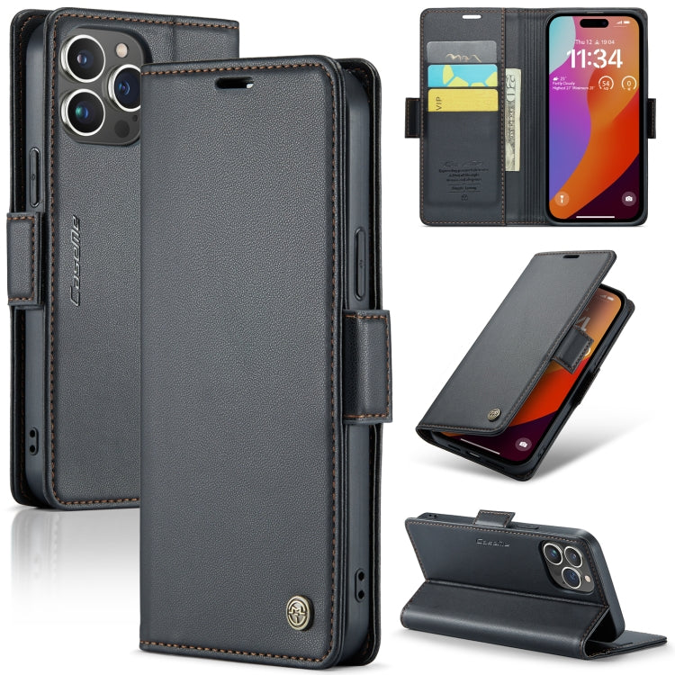 CaseMe Butterfly Buckle Litchi Texture RFID Anti-theft Wallet Case - For iPhone 15 Pro Max - mosaccessories