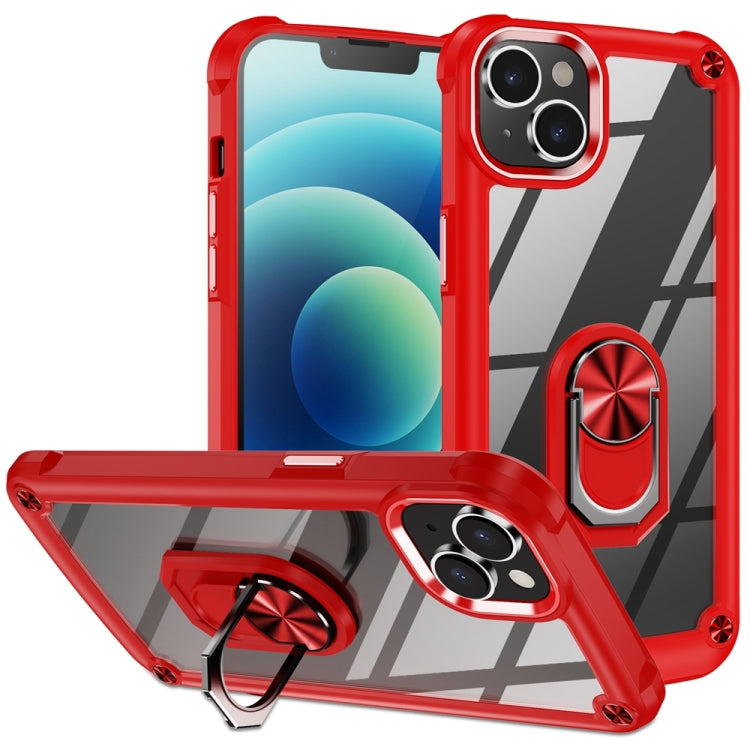 TPU + PC Lens Protection Phone Case with Ring Holder - For iPhone 15 / 15 Pro / 15 Plus