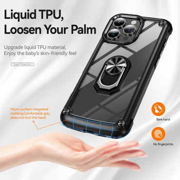 TPU + PC Lens Protection Phone Case with Ring Holder - For iPhone 16 Pro / 16 Plus / 16 / 15 Pro Max