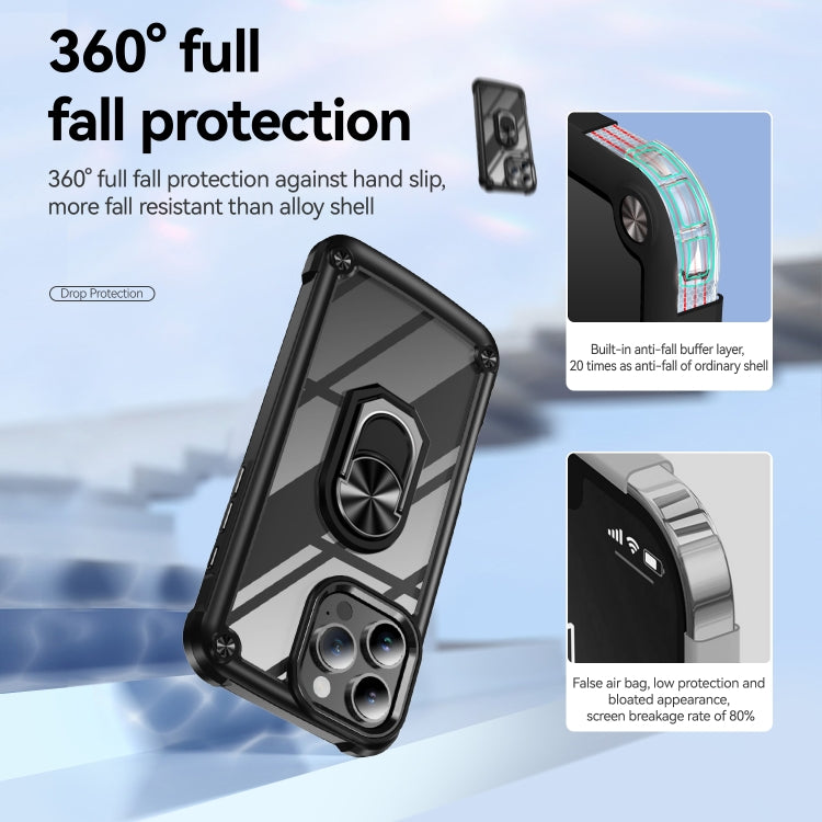 TPU + PC Lens Protection Phone Case with Ring Holder - For iPhone 16 Pro / 16 Plus / 16 / 15 Pro Max
