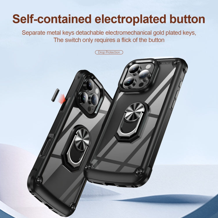 TPU + PC Lens Protection Phone Case with Ring Holder - For iPhone 16 Pro / 16 Plus / 16 / 15 Pro Max