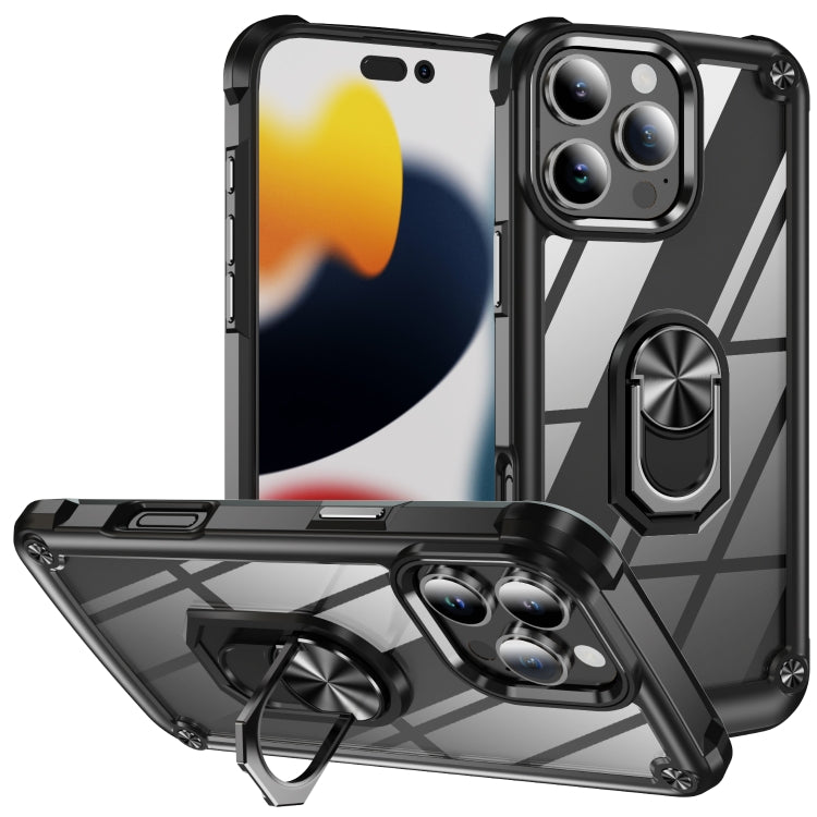 TPU + PC Lens Protection Phone Case with Ring Holder - For iPhone 16 Pro / 16 Plus / 16 / 15 Pro Max