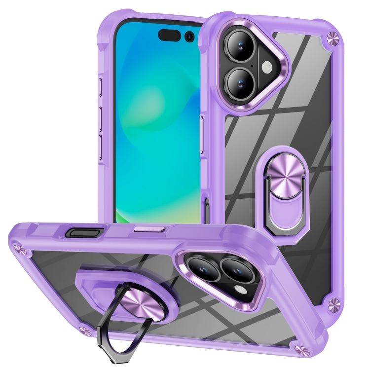 TPU + PC Lens Protection Phone Case with Ring Holder - For iPhone 16 Pro / 16 Plus / 16 / 15 Pro Max