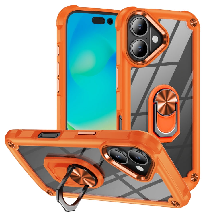 TPU + PC Lens Protection Phone Case with Ring Holder - For iPhone 16 Pro / 16 Plus / 16 / 15 Pro Max
