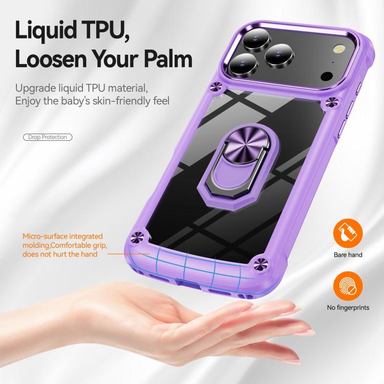 TPU + PC Lens Protection Phone Case with Ring Holder - For iPhone 17 Pro Max / Air / 16e / 17