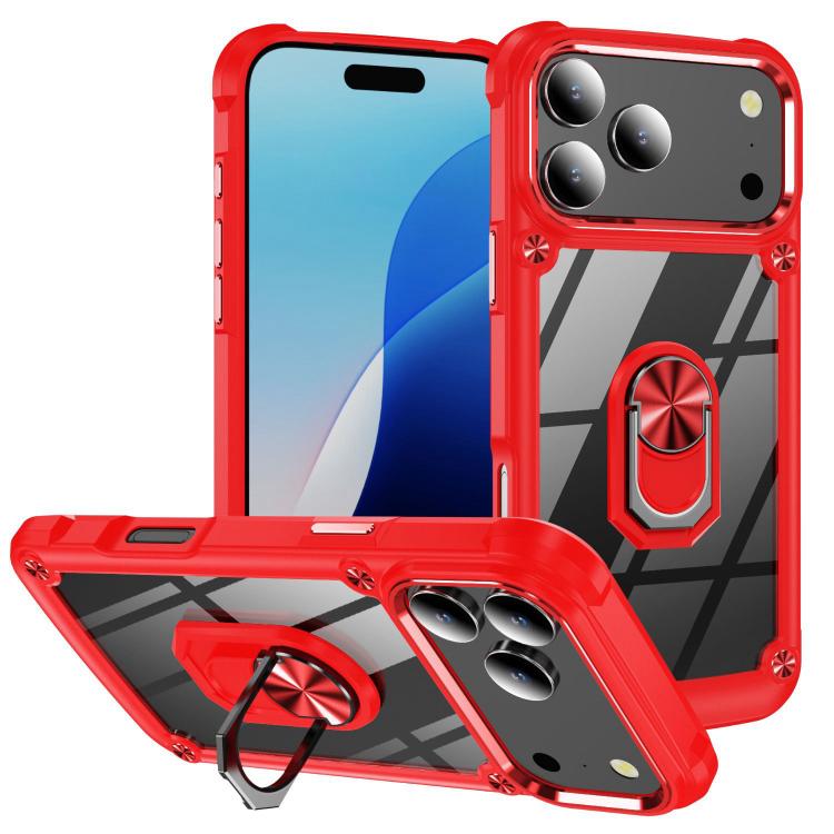 TPU + PC Lens Protection Phone Case with Ring Holder - For iPhone 17 Pro Max / Air / 16e / 17