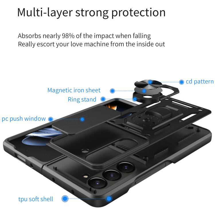 Sliding Camera Cover Design TPU+PC Phone Case - For Samsung Galaxy Z Fold7 / Fold6 / Fold5