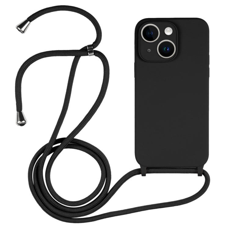 Crossbody Lanyard Liquid Silicone Case - For iPhone 15 Plus