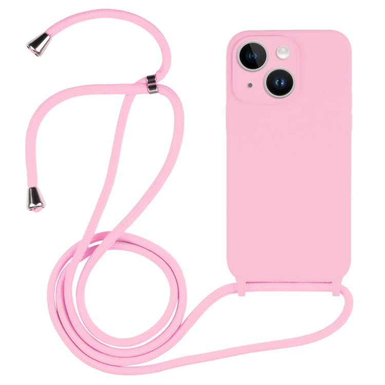 Crossbody Lanyard Liquid Silicone Case - For iPhone 15 Plus