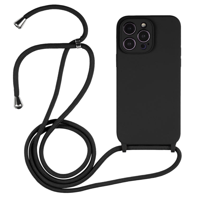 Crossbody Lanyard Liquid Silicone Case - For iPhone 15 Pro Max