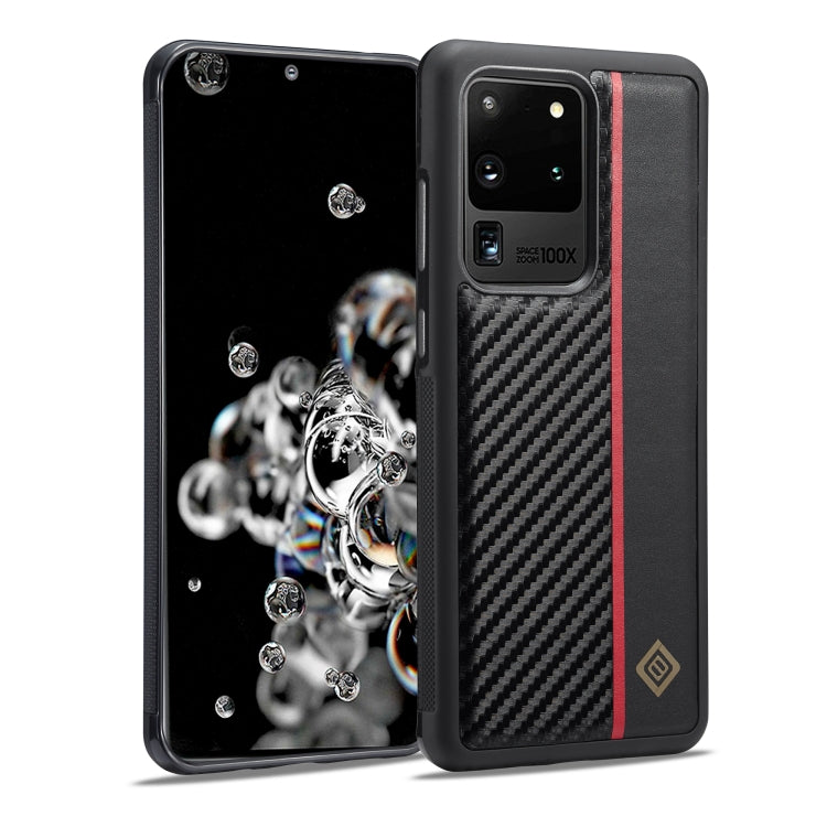 LC.IMEEKE 3 in 1 Carbon Fiber Texture Shockproof Black Phone Case - For Samsung Galaxy S20 Ultra - Mos Accessories